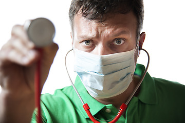 Image showing Desperate Doctor with stethoscope