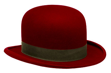 Image showing Red bowler or derby hat