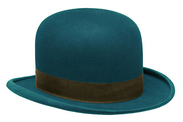 Image showing Blue bowler or derby hat