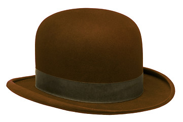 Image showing Brown bowler or derby hat