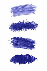 Image showing Series of blue pencil strokes