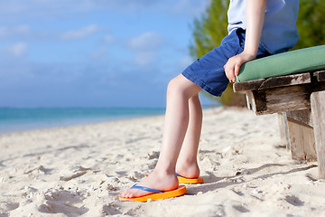 Image showing boy's feet at the beach