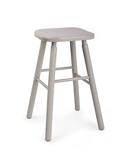 Image showing Old wooden grey stool isolated