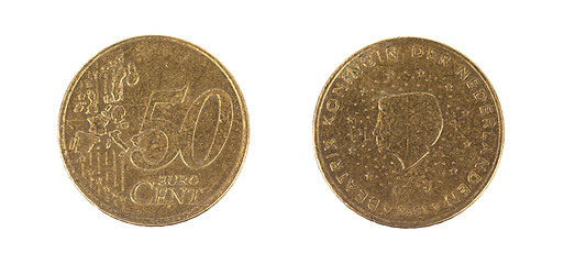 Image showing Fifty euro cent on white background