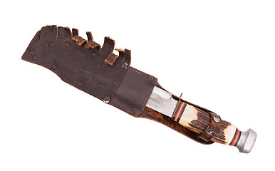 Image showing Very old bowie knife isolated