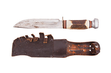 Image showing Very old bowie knife isolated