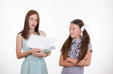 Image showing Students draw a face in notebook and handed over to check