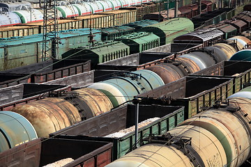 Image showing many rail cars at the station