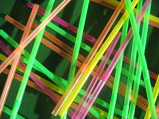 Image showing Neon Coloured Drinking Straws