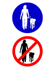 Image showing Traffic signs for walking with a dog