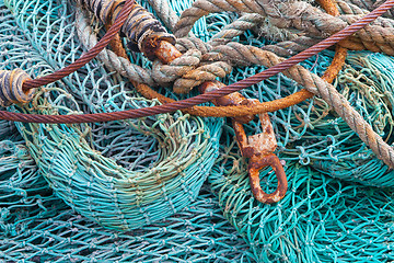 Image showing Abstract background with a pile of fishing nets