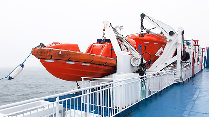 Image showing Lifeboats by deck