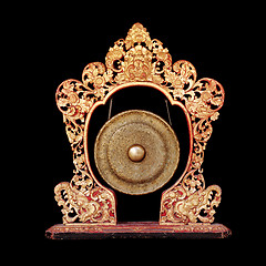 Image showing Vintage musical instrument - traditional Balinese Gong, isolated