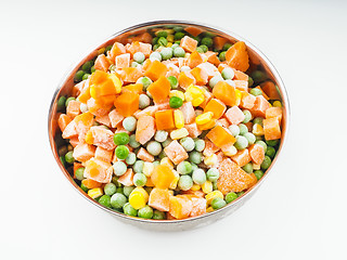 Image showing Frozen vegetables in steel bowl