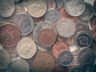 Image showing Retro look Pound coins