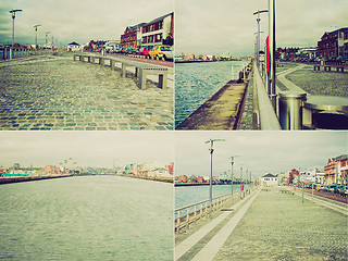 Image showing Retro look Dublin Docks