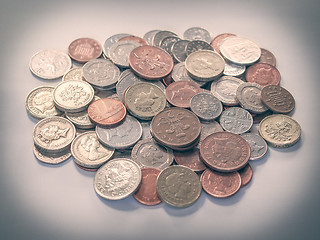 Image showing Retro look Pound coins