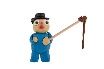 Image showing Farmer with whip made of plasticine