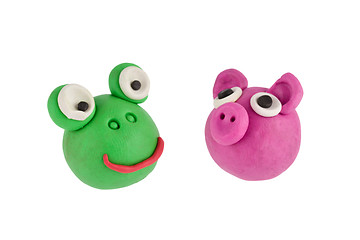 Image showing Frog and pig made of plasticine