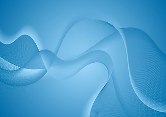 Image showing Abstract blue wavy background