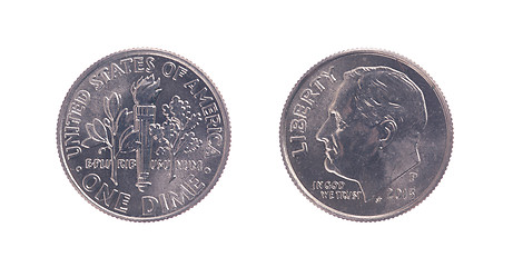 Image showing One american dime coin 