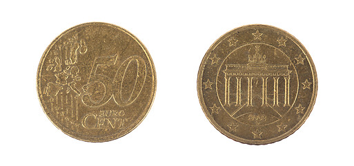 Image showing Fifty euro cent on white background