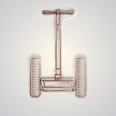 Image showing Sketch vector illustration of segway a front view.
