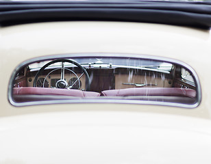 Image showing Retro interior of old vintage car.