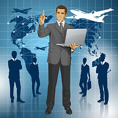 Image showing Vector Business Man Shows Something With Finger