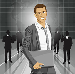 Image showing Vector Businessman With Laptop