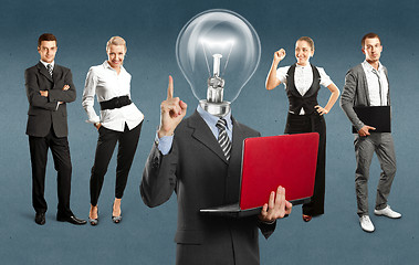 Image showing Business Team With Lamp Head