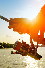 Image showing 	Fishing at sunset