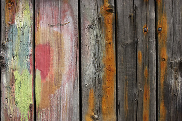 Image showing painted wooden planks