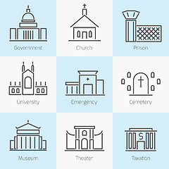 Image showing Set of government buildings icons