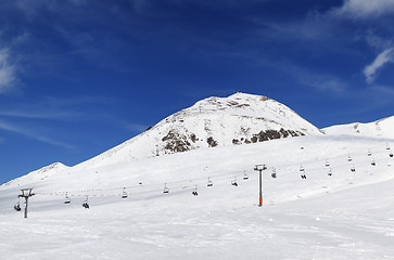 Image showing Panorama of ski resort at sunny winter day