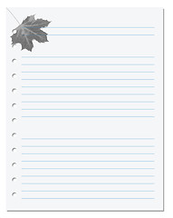 Image showing Notebook paper with maple leaf at background