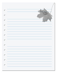 Image showing Notebook paper with maple-leaf at background