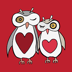 Image showing Two cute decorative owls.