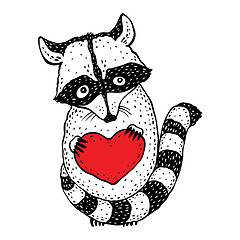 Image showing Raccoon carrying a heart.