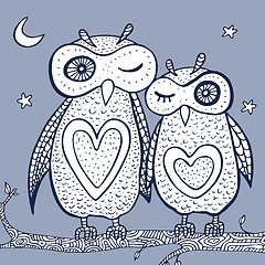 Image showing Two cute decorative owls.