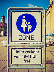 Image showing Retro look Pedestrian area sign