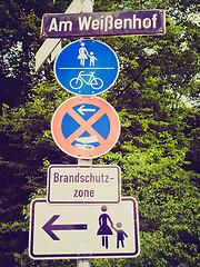 Image showing Retro look Pedestrian area sign