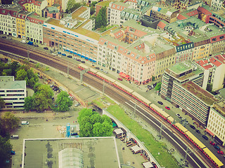 Image showing Retro look Berlin aerial view