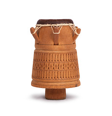 Image showing Djembe, Surinam percussion, handmade wooden drum with goat skin