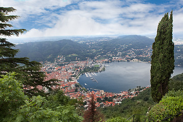 Image showing View of Como city on Como lake in Italy