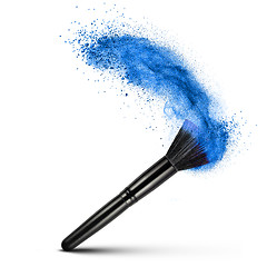 Image showing makeup brush with blue powder isolated