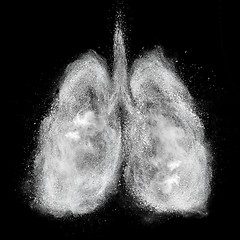 Image showing Lungs made of white powder explosion isolated on black