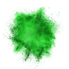 Image showing Green powder explosion isolated on white