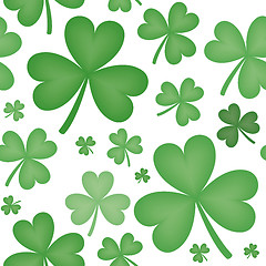 Image showing Seamless Pattern of Shamrock Shapes of Varying Sizes