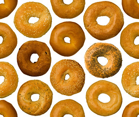 Image showing Different types of bagels, seamlessly tileable